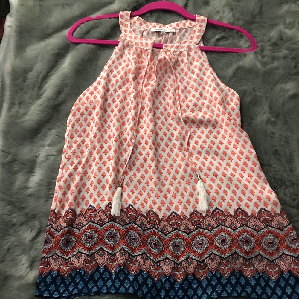 orange and blue dressy tank